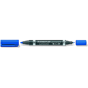 Staedtler Lumocolor 348 Rotulador Permanente de Doble Punta - Secado Rapido - Color Azul