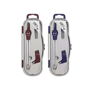Bismark Compas Escolar con Articulacion y Adaptador Universal - Incluye Tubo de Minas - Presentado en Estuche de Plastico - 2 Colores Aleatorios