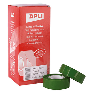 Apli Cinta Adhesiva Polipropileno 19mm x 33m - Resistente al Desgarro - Facil de Cortar - Adhesivo de Alta Calidad - Color Verde