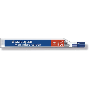 Staedtler Mars Micro Carbon 250 Tubo de 12 Minas de Grafito - Dureza H - Trazo 0.5mm - Alta Resistencia
