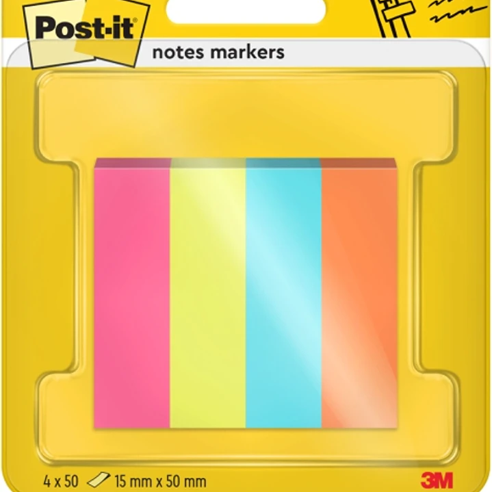 Post-It Pack de 4 Blocs de 50 Marcadores Reposicionables - Forma Rectangular - Colores Surtidos 1
