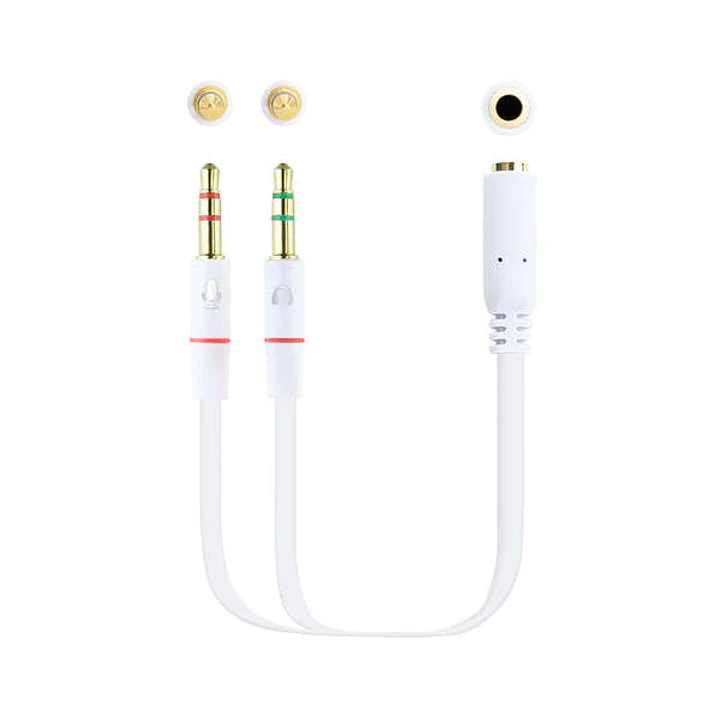 Nanocable Cable Adaptador Audio Jack 3.5mm Hembra 4 Pines a 2x Jack 3.5mm Macho 3 Pines 0.20m - Color Blanco 1