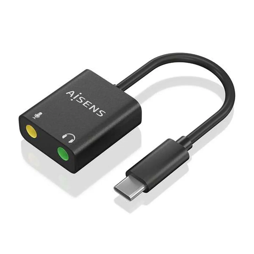 Aisens Conversor USB-C a Audio 48KHz - USB-C/M-2xJACK 3.5/H - 10cm - Color Negro 1