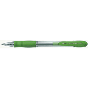 Pilot Boligrafo de Bola Retractil SuperGrip - Punta Redonda 1.0mm - Trazo 0.27mm - Tinta de Aceite - Grip Ergonomico - Color Verde Claro