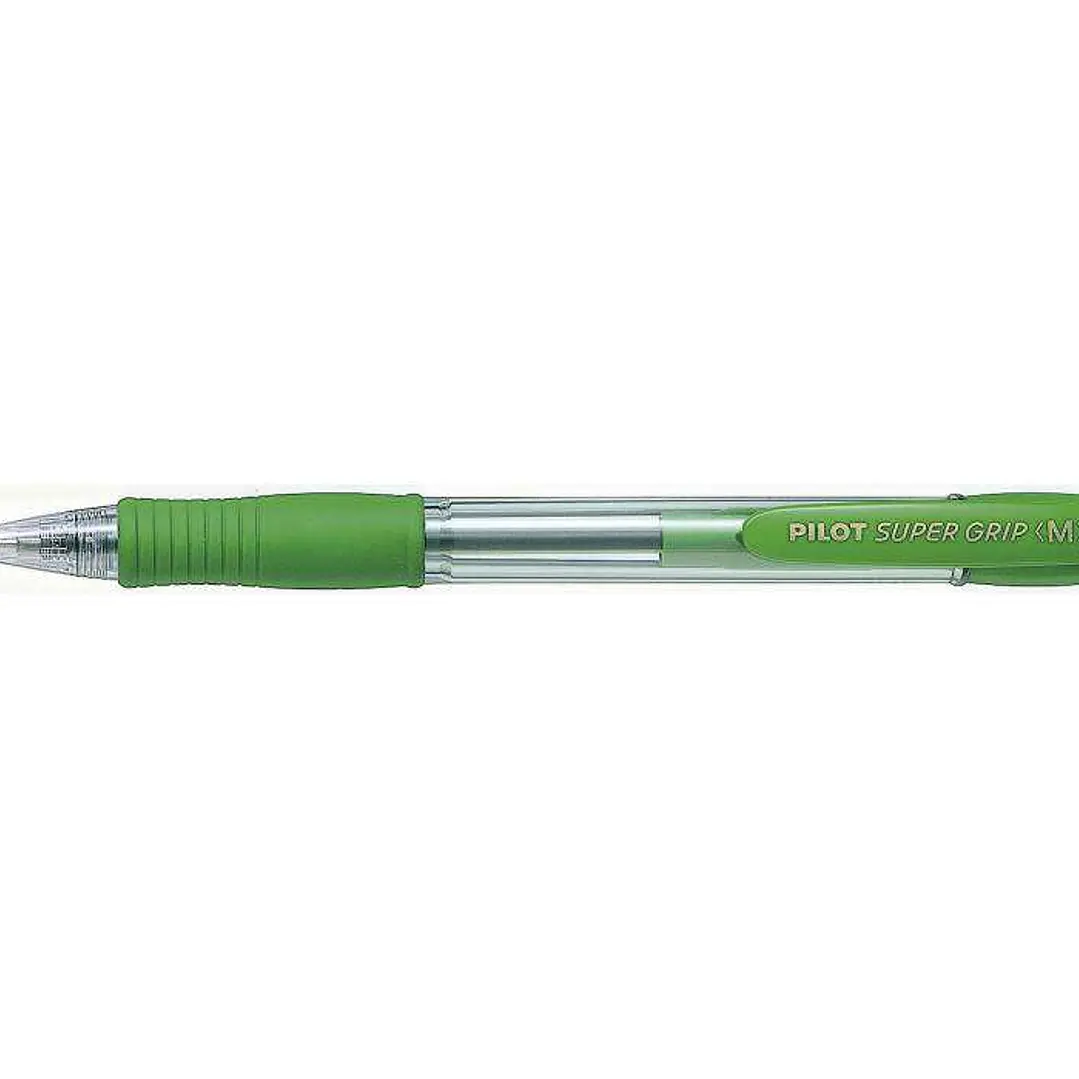 Pilot Boligrafo de Bola Retractil SuperGrip - Punta Redonda 1.0mm - Trazo 0.27mm - Tinta de Aceite - Grip Ergonomico - Color Verde Claro 1