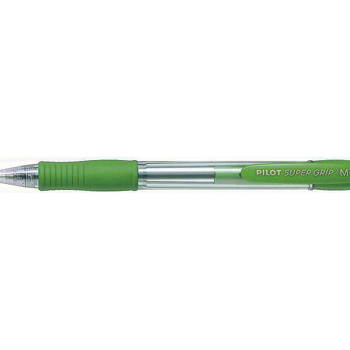 Pilot Boligrafo de Bola Retractil SuperGrip - Punta Redonda 1.0mm - Trazo 0.27mm - Tinta de Aceite - Grip Ergonomico - Color Verde Claro 1