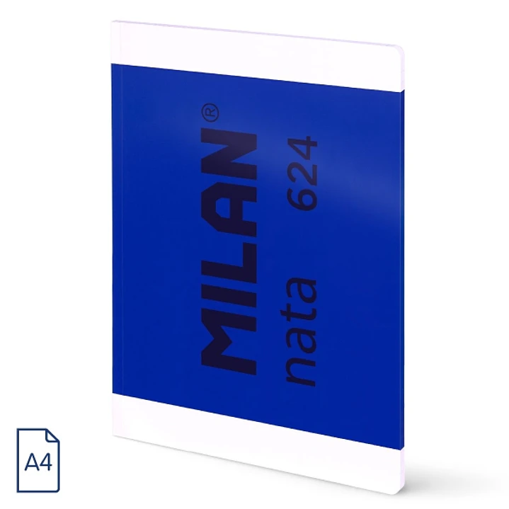 Milan Nata 624 Libreta Encolada Formato A4 Cuadricula 5x5mm - 48 Hojas de 95 gr/m2 - Microperforado - Color Azul 1