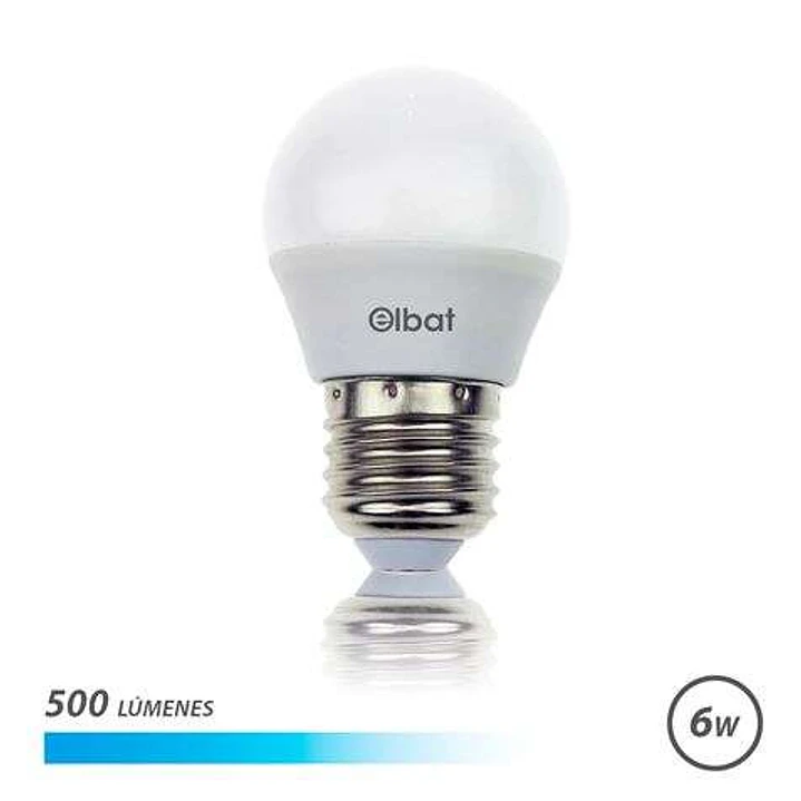 Elbat Bombilla LED G45 E27 6W 500 Lumenes - Luz Fria - Color Blanco 1