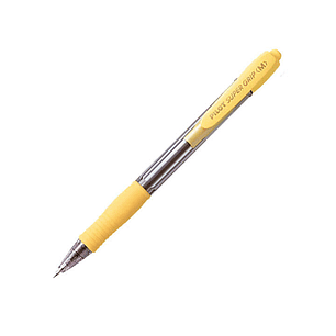 Pilot Boligrafo de Bola Retractil SuperGrip - Punta Redonda 1.0mm - Trazo 0.27mm - Tinta de Aceite - Grip Ergonomico - Color Amarillo