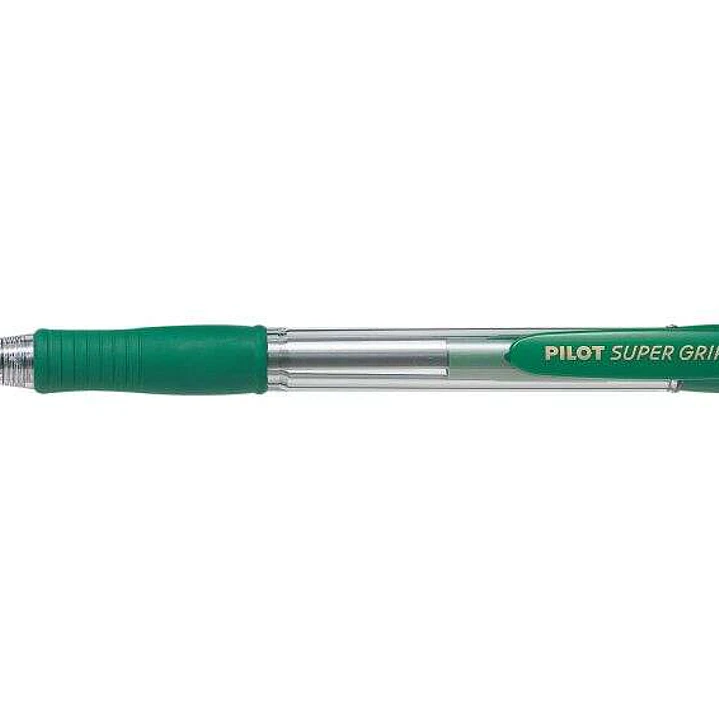 Pilot Boligrafo de Bola Retractil SuperGrip - Punta Redonda 1.0mm - Trazo 0.27mm - Tinta de Aceite - Grip Ergonomico - Color Verde 1