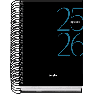 Dohe System Agenda Escolar 25/26 Espiral A6 - Dia Pagina - Papel 70g/m2 - Cubierta de Carton Plastificado - Color Negro