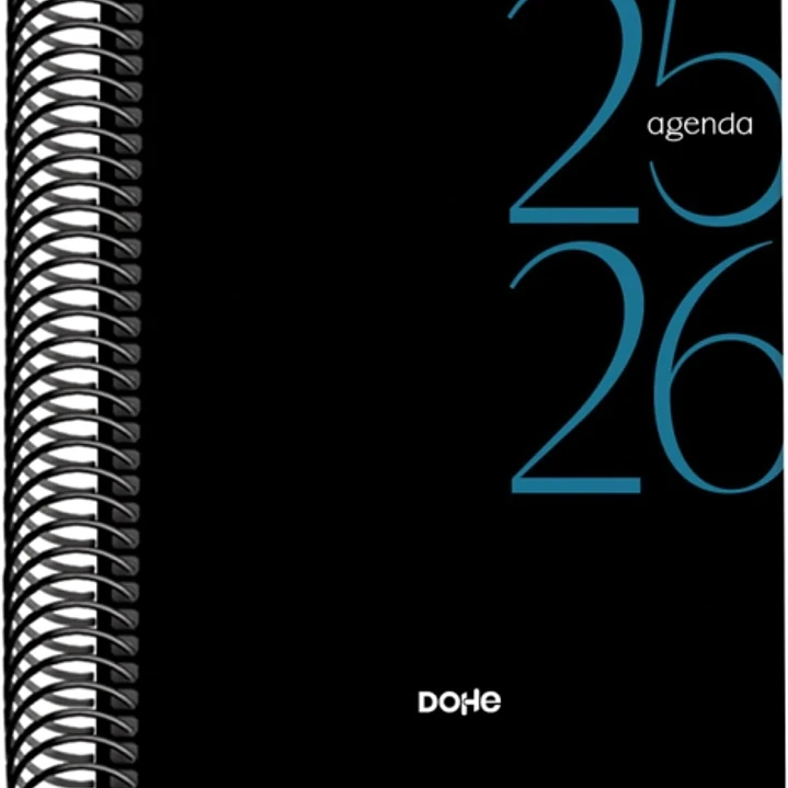 Dohe System Agenda Escolar 25/26 Espiral A6 - Dia Pagina - Papel 70g/m2 - Cubierta de Carton Plastificado - Color Negro 1
