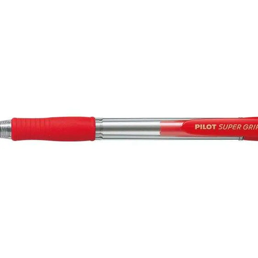 Pilot Boligrafo de Bola Retractil SuperGrip - Punta Redonda 1.0mm - Trazo 0.27mm - Tinta de Aceite - Grip Ergonomico - Color Rojo 1