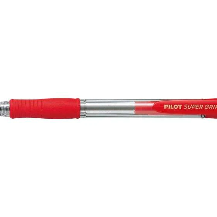 Pilot Boligrafo de Bola Retractil SuperGrip - Punta Redonda 1.0mm - Trazo 0.27mm - Tinta de Aceite - Grip Ergonomico - Color Rojo 1