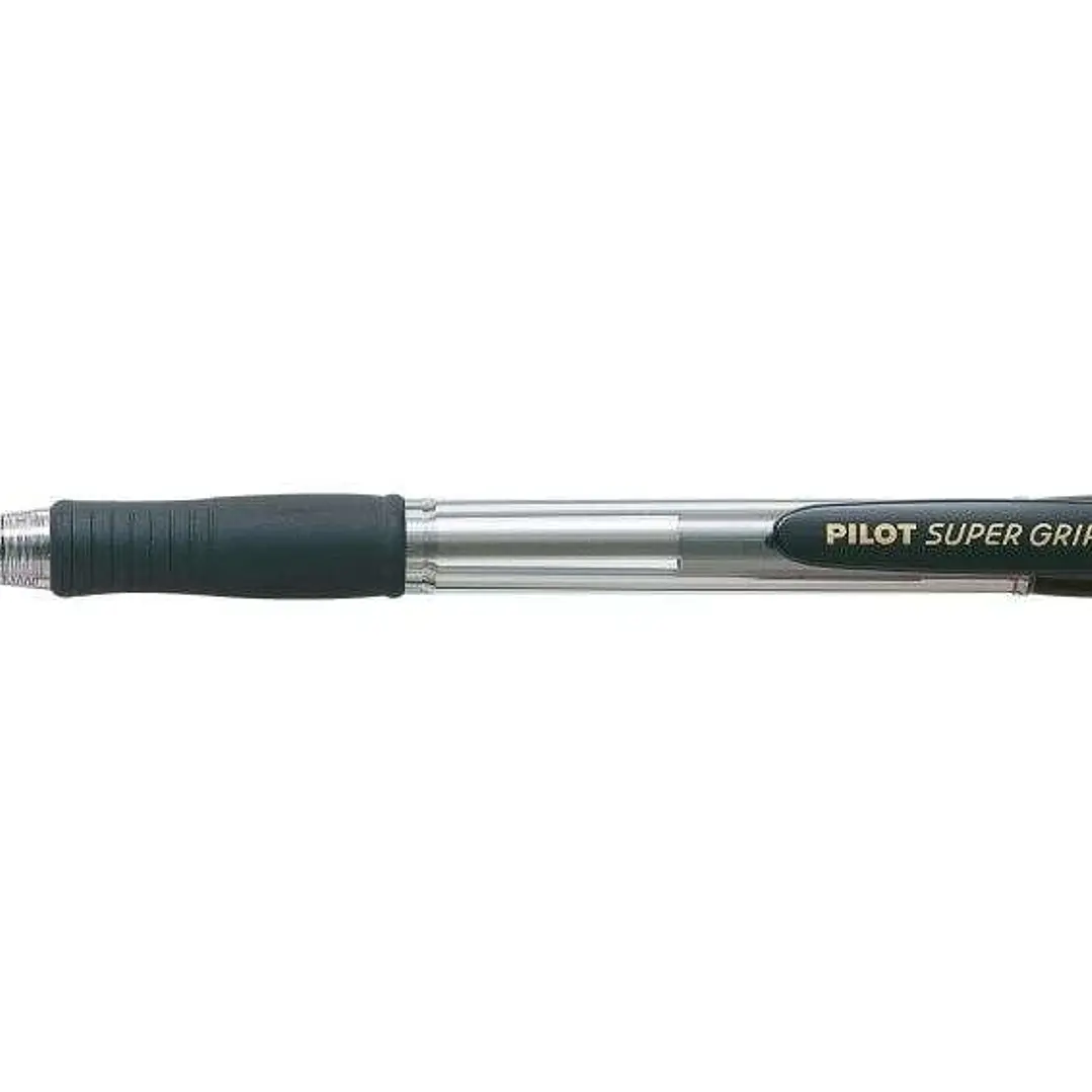 Pilot Boligrafo de Bola Retractil SuperGrip - Punta Redonda 1.0mm - Trazo 0.27mm - Tinta de Aceite - Grip Ergonomico - Color Negro 1
