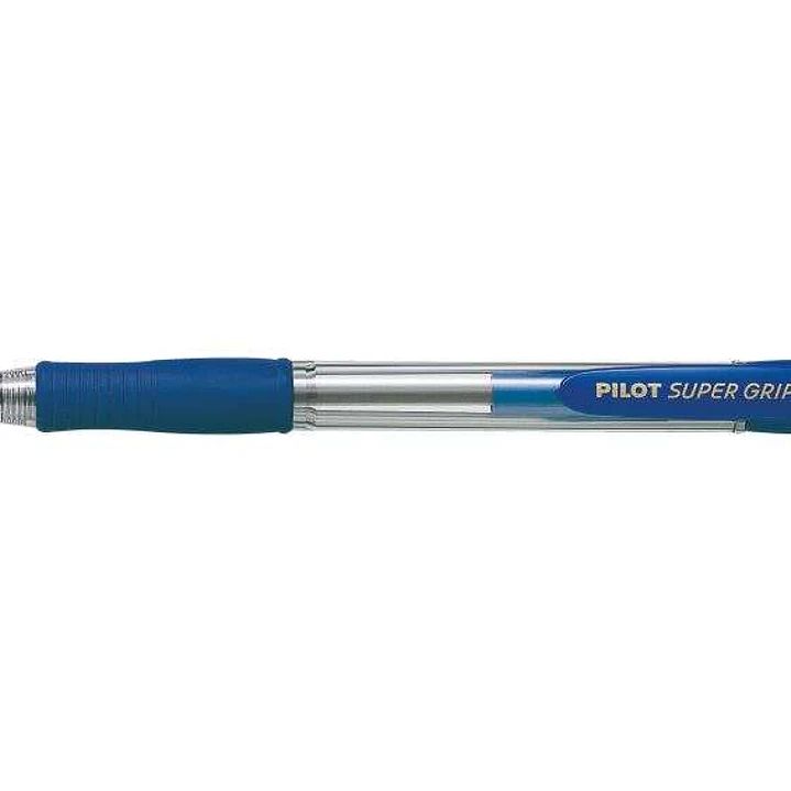Pilot Boligrafo de Bola Retractil SuperGrip - Punta Redonda 1.0mm - Trazo 0.27mm - Tinta de Aceite - Grip Ergonomico - Color Azul 1
