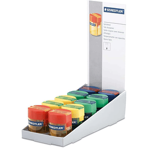 Staedtler Sacapuntas con Deposito de 1 Orificio - Hasta 8.2mm - Angulo de Afilado 23º - Colores Surtidos