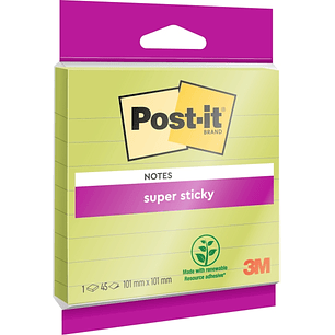 Post-It Super Sticky Bloc de 45 Notas Adhesivas Reposicionables - Forma Cuadrada - 101x101mm - Color Verde
