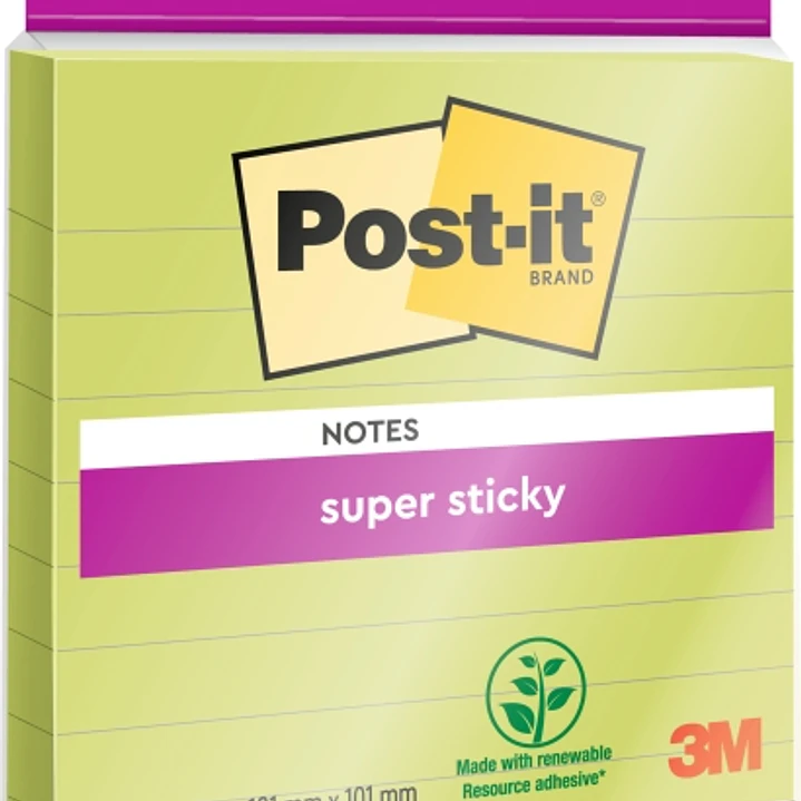 Post-It Super Sticky Bloc de 45 Notas Adhesivas Reposicionables - Forma Cuadrada - 101x101mm - Color Verde 1