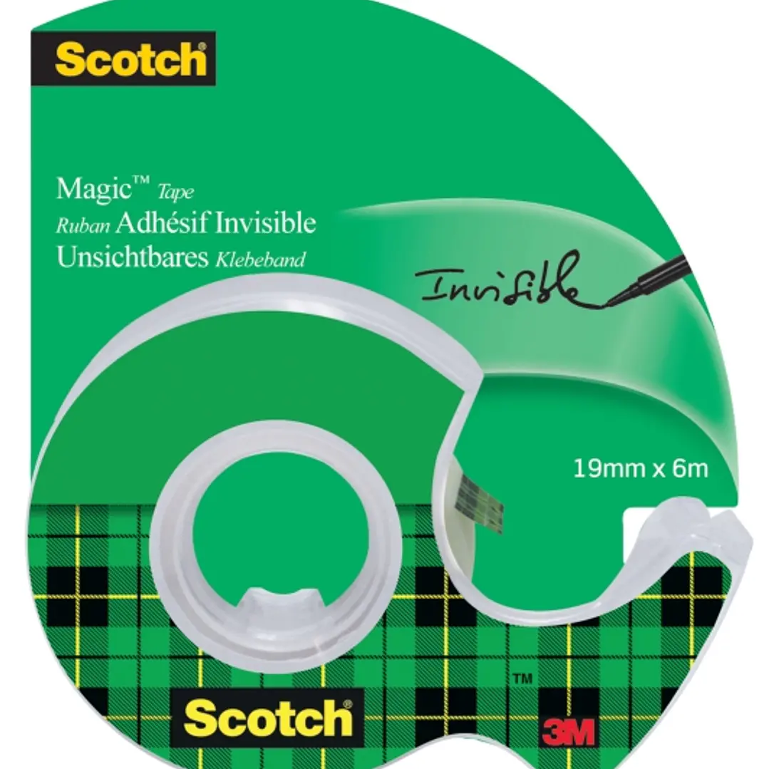 Scotch Magic Cinta Adhesiva Invisible 19mm x 6m - Incluye Dispensador - Color Transparente 1