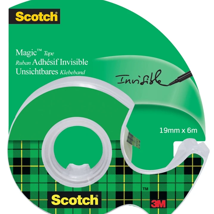 Scotch Magic Cinta Adhesiva Invisible 19mm x 6m - Incluye Dispensador - Color Transparente 1