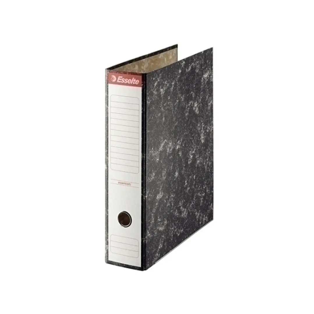 Esselte Archivador de Palanca Formato A4 - Lomo 75mm - Capacidad para 500 Hojas - Color Negro Jaspeado 1