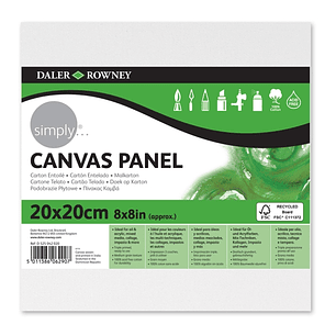 Daler Rowney Simply Carton Entelado - 250g - 20x20cm - Imprimacion Triple - Grano Medio - 100% Algodon sin Acido - 250g - Color Blanco