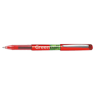 Pilot Boligrafo de Tinta Liquida Greenball - Recargable - Fabricado con Plastico Reciclado - Punta Media 0.7mm - Trazo 0.35mm - Color Rojo
