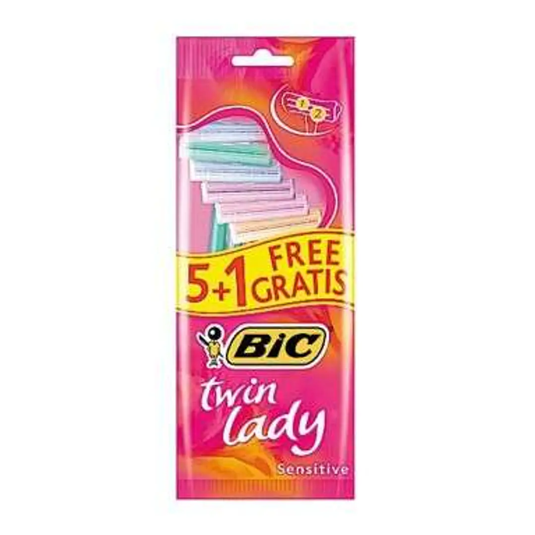 Bic Twin Lady Pack de 5+1 Maquinillas de Depilacion Desechables de 2 Hojas 1