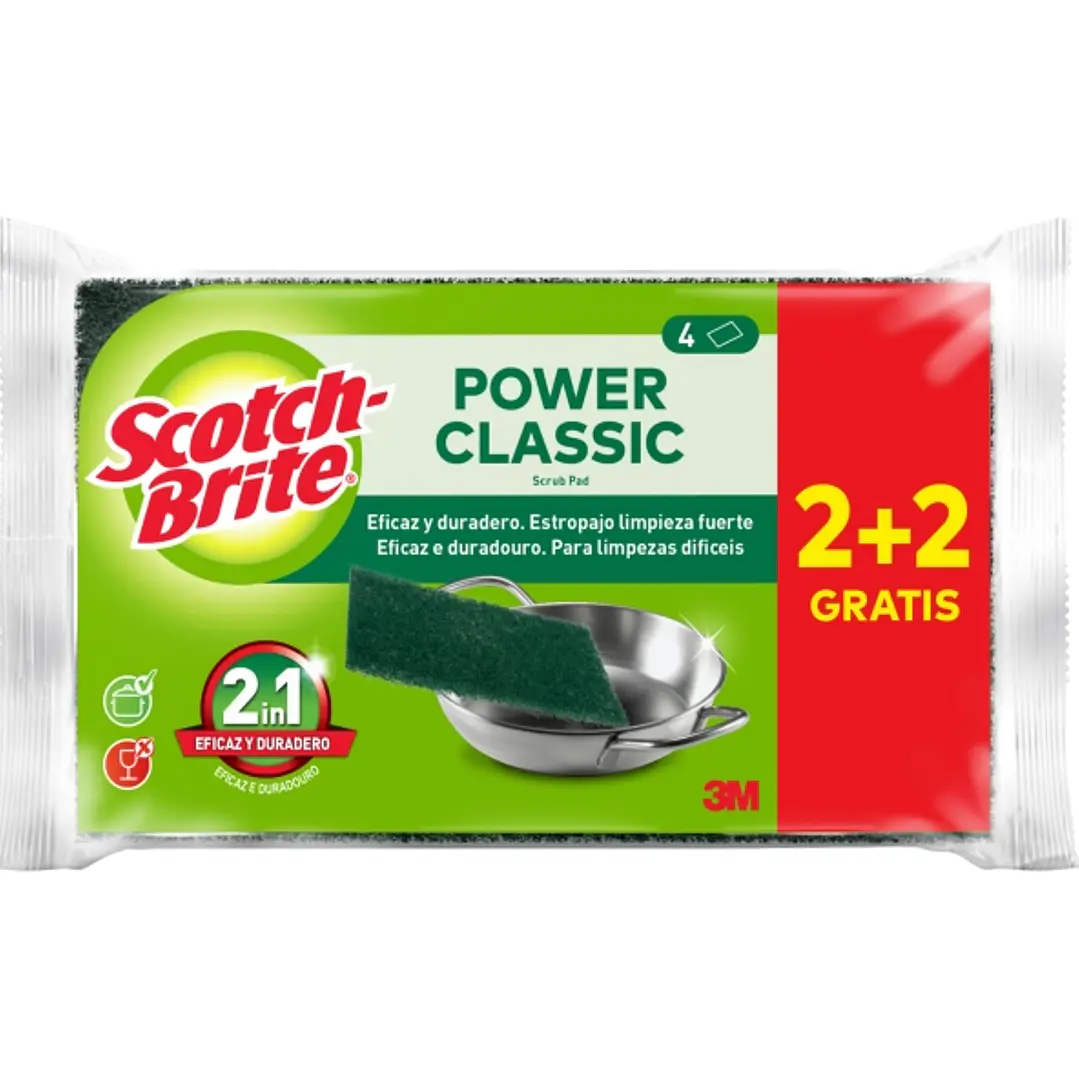 Scotch-Brite Classic Pack de 4 Estropajos de Cocina - Promocion 2 + 2 Gratis - Color Verde Oscuro 1