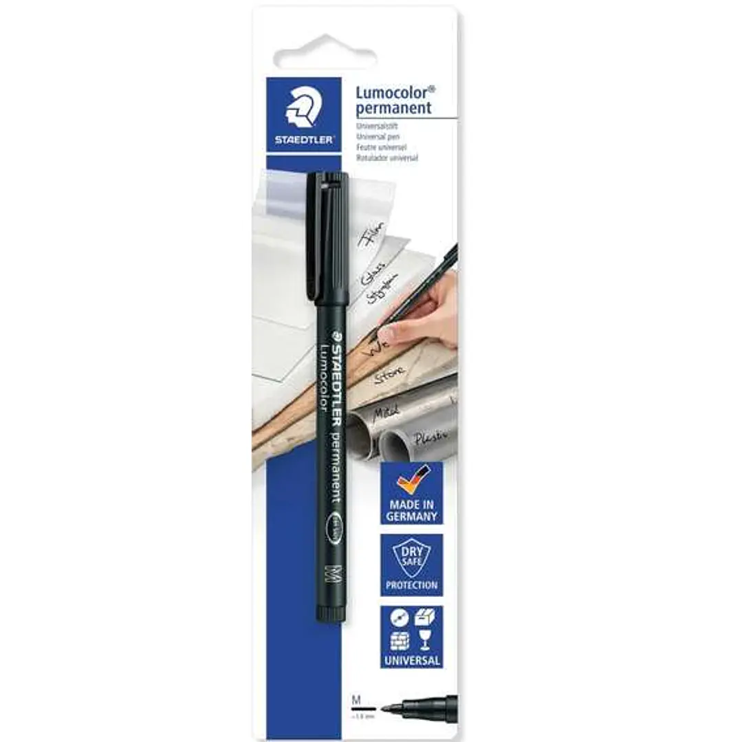 Staedtler Lumocolor Permanent 317 Rotulador Permanente de Punta Fina - Trazo 1mm - Para Casi Todas las Superficies - Secado Rapido - Color Negro 1