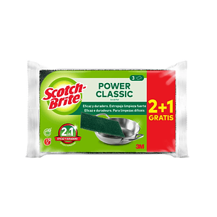 Scotch-Brite Classic Pack de 3 Estropajos de Cocina - Promocion 2 + 1 Gratis - Color Verde Oscuro