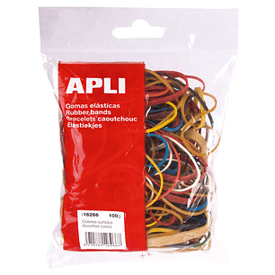 Apli Gomas Elasticas Surtidas - Contenido 100g - Gran Elasticidad y Resistencia - 70% Caucho Natural