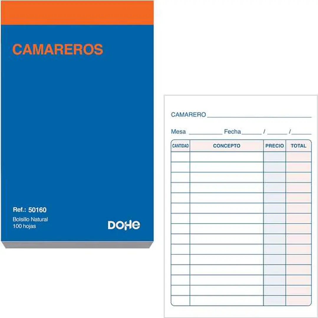 Dohe Talonario de Comandas - Bolsillo Natural - 100 Hojas - Sencillo 1