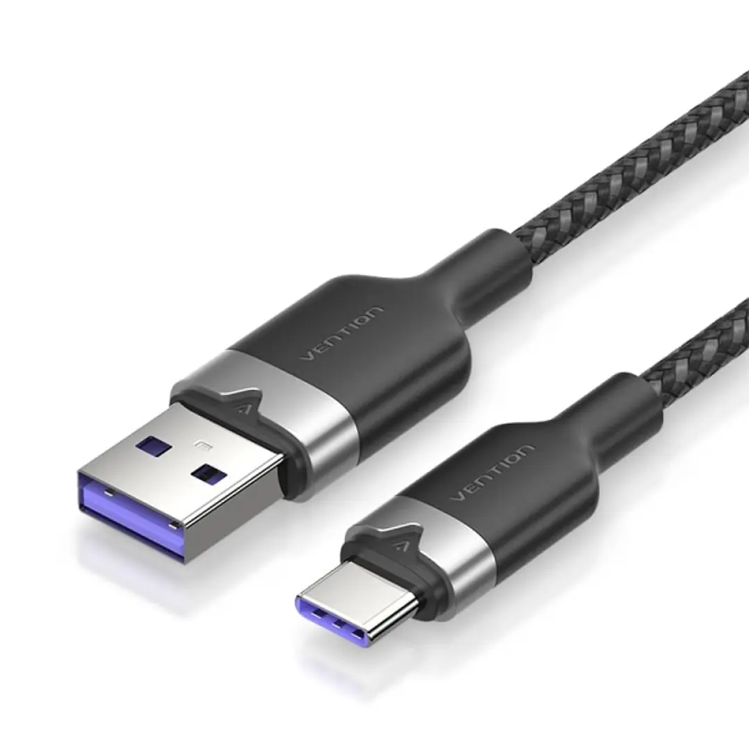 Vention Cable USB-C 2.0 a USB-A 6A 100W - 1m - Trenzado - Color Negro 1