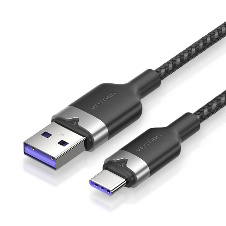 Vention Cable USB-C 2.0 a USB-A 6A 100W - 1m - Trenzado - Color Negro 1