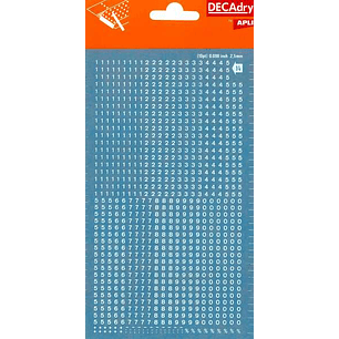 Apli Numeros Transferibles - 2.5mm - Facil Aplicacion - Resistentes al Agua - Blancos - 952 Caracteres