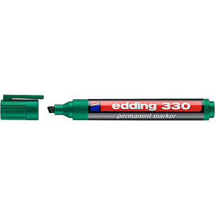 Edding 330 Rotulador Permanente - Punta Biselada - Trazo entre 1 y 5 mm. - Tinta casi Inodora - Capuchon con Clip - Secado Rapido - Color Verde
