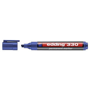 Edding 330 Rotulador Permanente - Punta Biselada - Trazo entre 1 y 5 mm. - Tinta casi Inodora - Capuchon con Clip - Secado Rapido - Color Azul