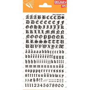 Apli Letras y Numeros Transferibles - 8mm - Facil Aplicacion - Negros Intensos - 199 Caracteres - Negro