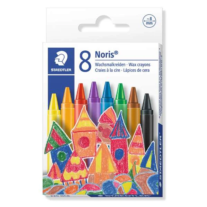 Staedtler Noris 220 Pack de 8 Ceras Redondas - Diametro 8mm - Resistencia a la Rotura - Colores Surtidos 1