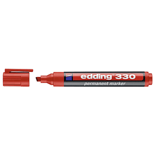 Edding 330 Rotulador Permanente - Punta Biselada - Trazo entre 1 y 5 mm. - Tinta casi Inodora - Capuchon con Clip - Secado Rapido - Color Rojo