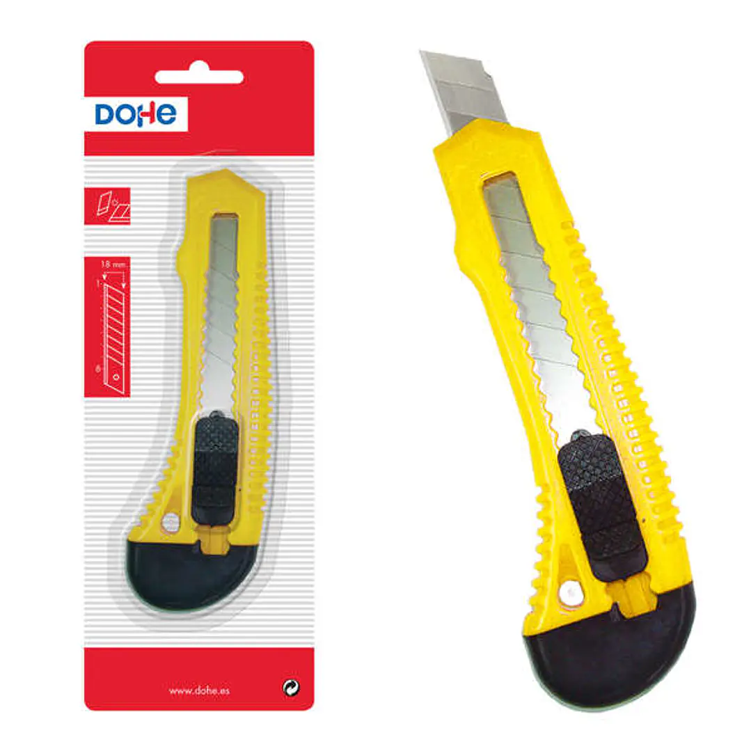 Dohe Cutter Resistente de Plastico - Cuchillas de Acero Tronzables - Sistema de Bloqueo de Cuchilla - Guia de Plastico 1