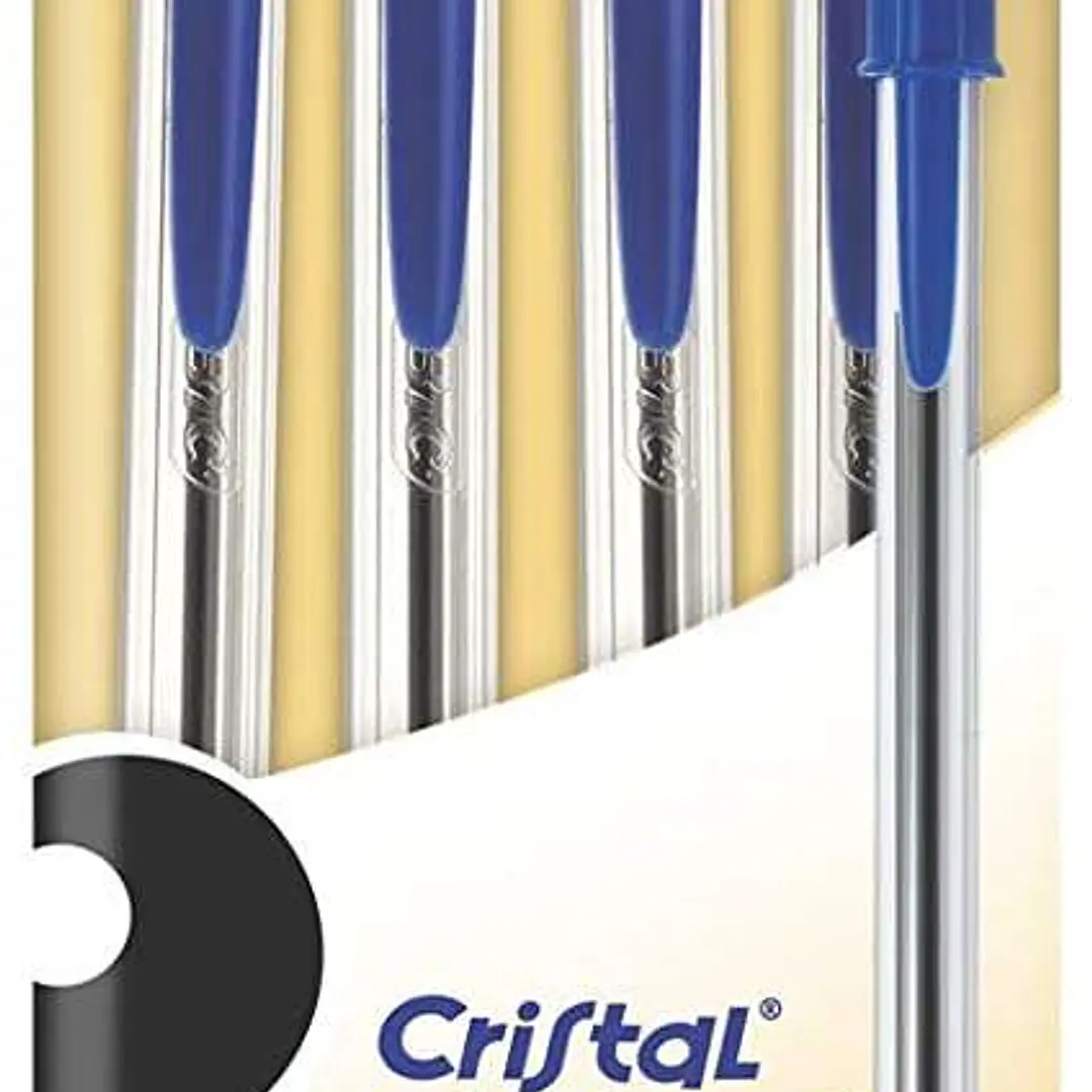 Bic Cristal Original Pack de 4 Boligrafos de Bola - Punta Redonda de 1.0mm - Trazo 0.4mm - Tinta con Base de Aceite - Color Azul 1