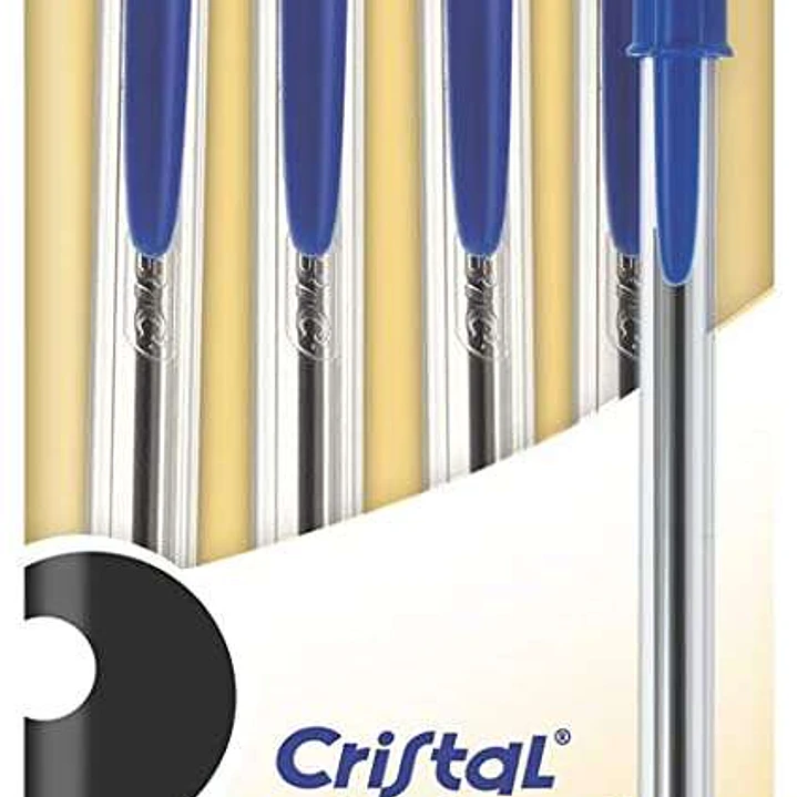 Bic Cristal Original Pack de 4 Boligrafos de Bola - Punta Redonda de 1.0mm - Trazo 0.4mm - Tinta con Base de Aceite - Color Azul 1