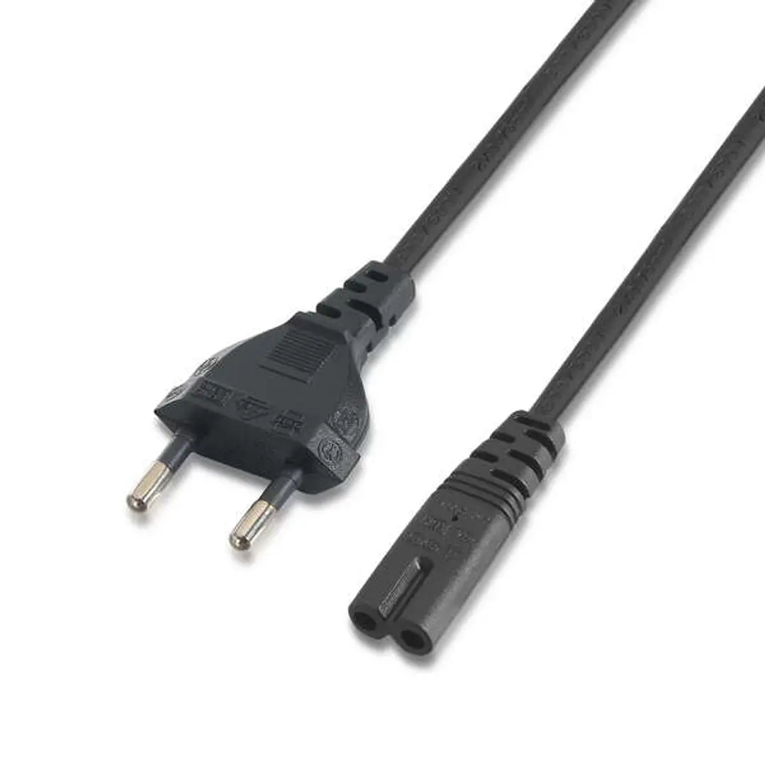 Aisens Cable Alimentacion Forma 8 - CEE7/16/M-C7/H - 1.5m - 100% Cobre Puro AWG18 - Color Negro 1