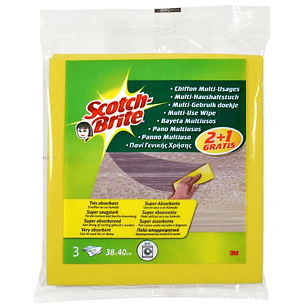 Scotch-Brite Pack de 3 Bayetas Multiusos - Promocion 2 + 1 Gratis - Color Amarillo