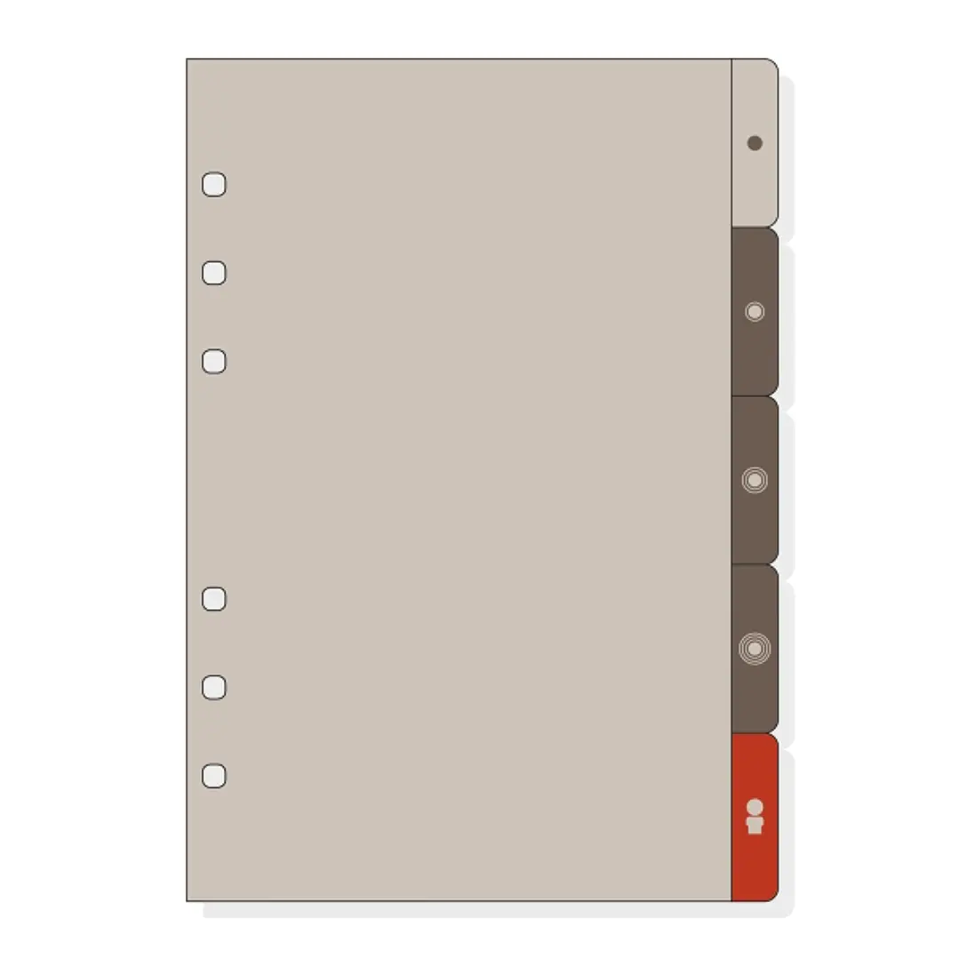 Finocam R463 Separadores Laterales para Agendas Open - 5 Solapas - Formato 400 - 100x2x152mm - PVC - Color Marron 1
