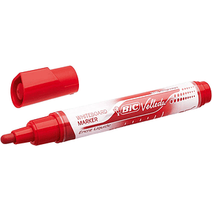 Bic Velleda Liquid Ink Marcador para Pizarra - Punta Media - Trazo 2.3mm - Tinta Liquida con Base de Alcohol - Color Rojo