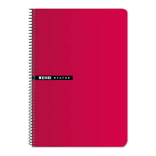 Enri Status 4º Tapa Dura Cuaderno Espiral 4x4 con Margen 100 Hojas Rojo - Cuaderno de Tapa Dura - Cuadriculado 4x4 con Margen - 100 Hojas de Alta Cali